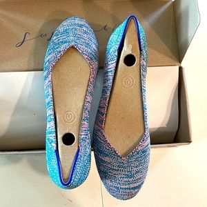 Rothy’s Turquoise Melange Flats, Rounded Toe, Brand New, Never Worn